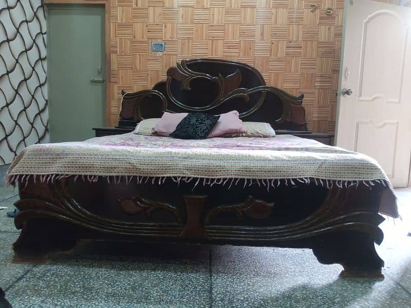 bed, double bed  ,wooden bed , bed with side draws 2