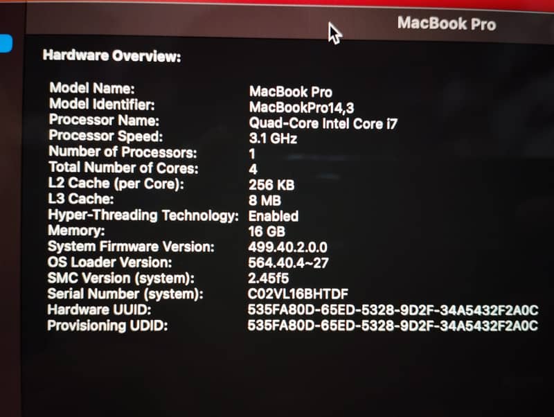 MacBook Pro 2017 15 Inch Core i7 16GB 512GB 1TB & 2TB 6