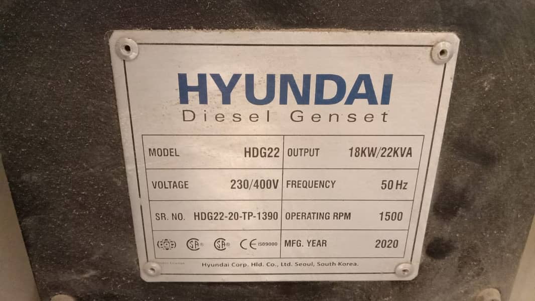 Hyundai Diesel Genset HDG22 Generator 3