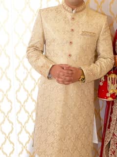 groom sherwani with golden sehra medium size price is final