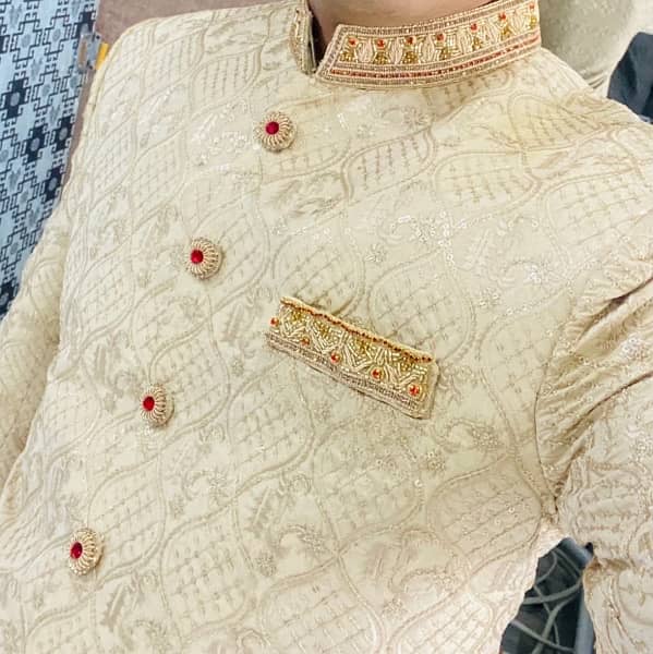 groom sherwani with golden sehra medium size price is final 1