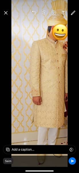 groom sherwani with golden sehra medium size price is final 2