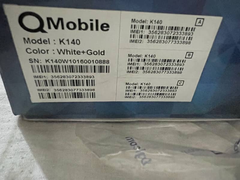brand new q mobile k140 model only some days used complete box 10