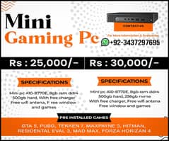 Gaming pc mini 7th gen 8gb ram ddr3 500gb hard