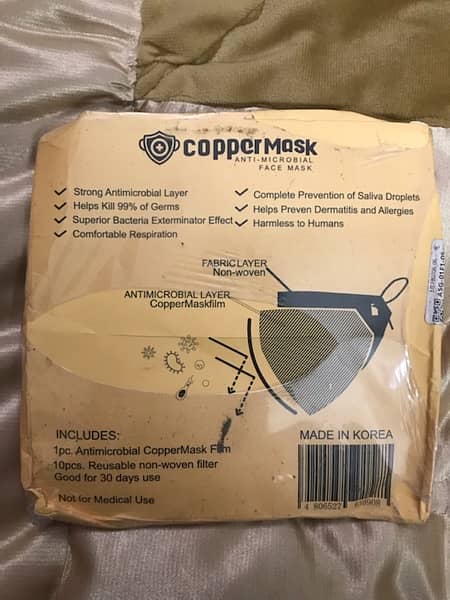 ninja copper mask anti microbial imported with 10 filters 2