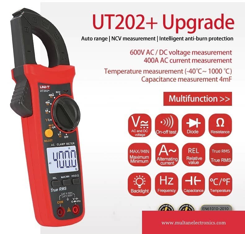 UT202+ UNI-T Digital Clamp Meter 400A 0
