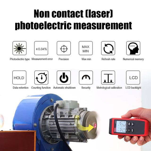 UT373 UNI-T Digital Mini Tachometer/RPM Laser Type 4