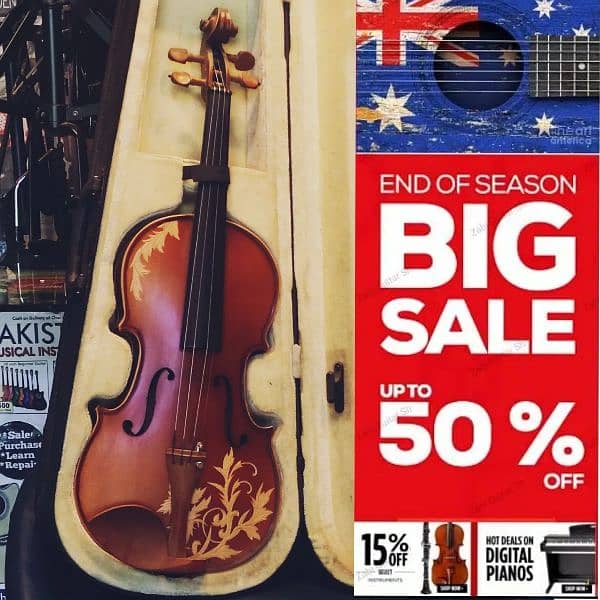 25% OFF Guitar Shop Violin Ukulele Mandolin flutes Cajon 3
