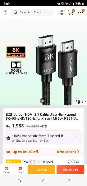 Ugreen 1 Meter HDMI 8k for sale 3
