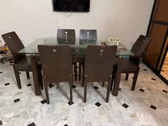 6 chairs Glass Dining Table for Sale