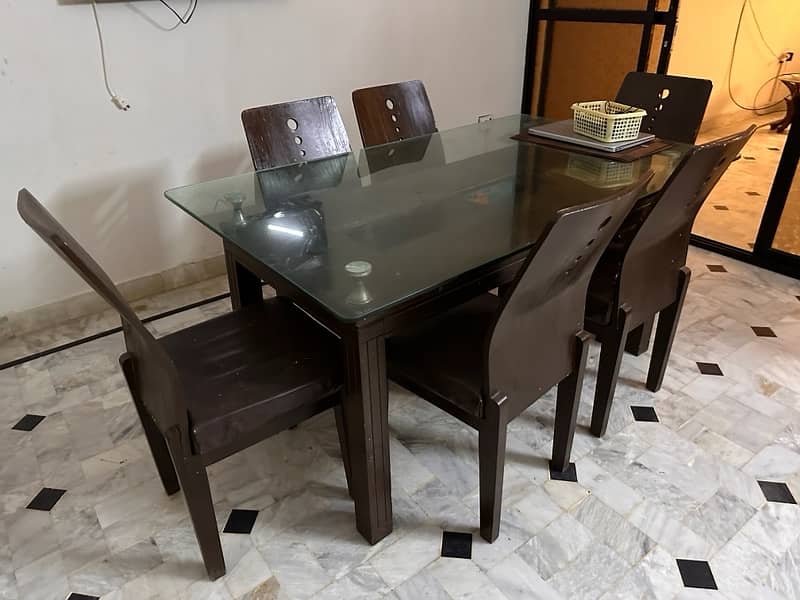 6 chairs Glass Dining Table for Sale 1