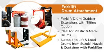 Forklift Drum Grabber Extension for Single Drum, 2 Drums & 4 Drums
