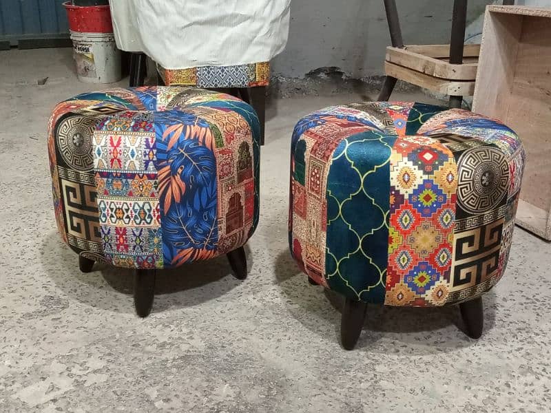 pair of tuffets or ottoman in patchwork 2