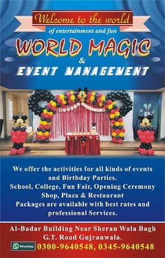 Baloon decoration , Magic show , Jumping castle