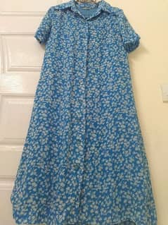 Blue floral long frock for summers