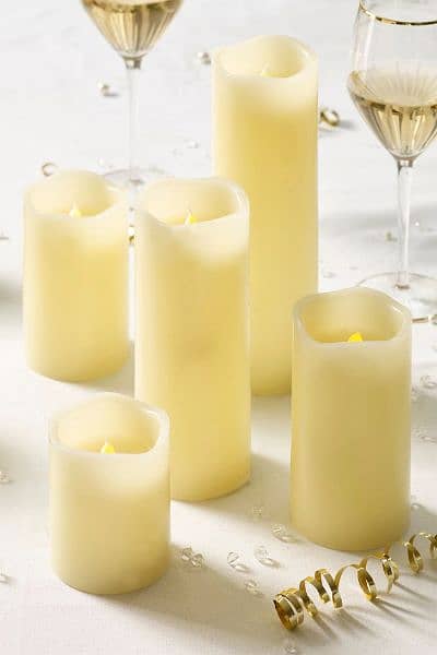 Remote Operated Set of 5 Real Wax LED Candles