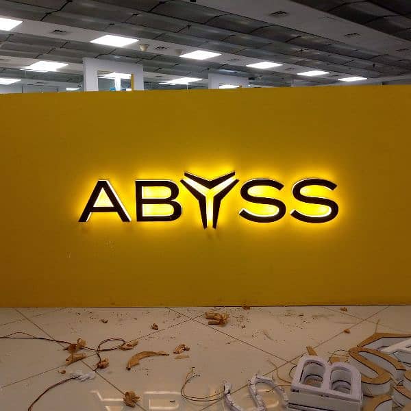 Acrylic sign board. Steel letters. Panaflex printing Neon signs 5