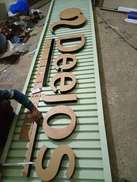 Acrylic sign board. Steel letters. Panaflex printing Neon signs 15