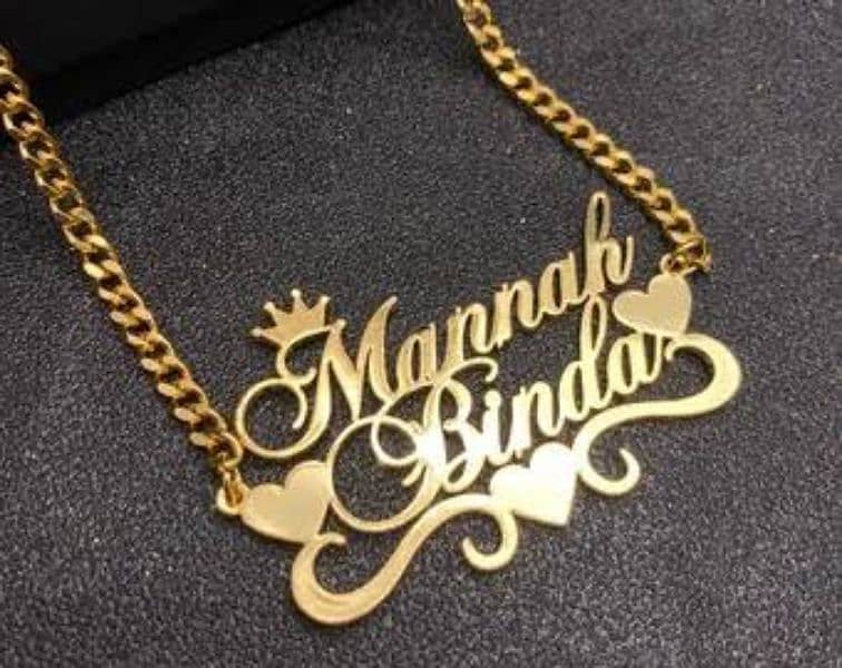 Gold Plated Name Locket Jewelry #Couple Name # With Gold Plated Chain 1