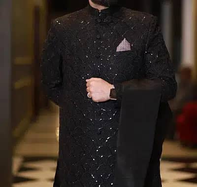 Amir Adnan Sherwani| Black| L size| New Condition| Urgent Sale 6