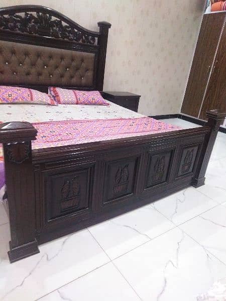 King size bed with side tables for sale 1