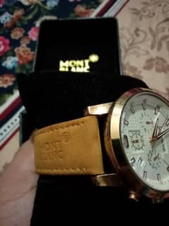 Mont Blanc Yellow Leather white dial golden compass
