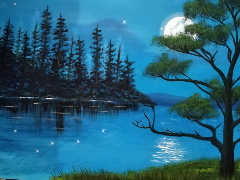 Landscape oil painting blue 1