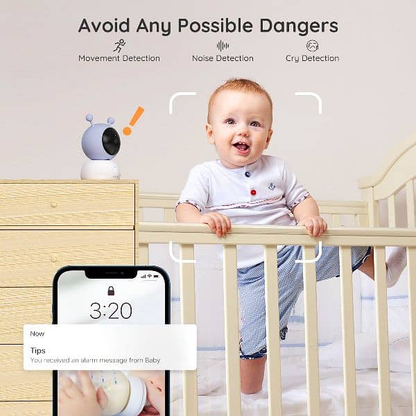 smart Video Baby Monitor with wifi Camera, 5” 1080P HDScreen, 3000mAh 3