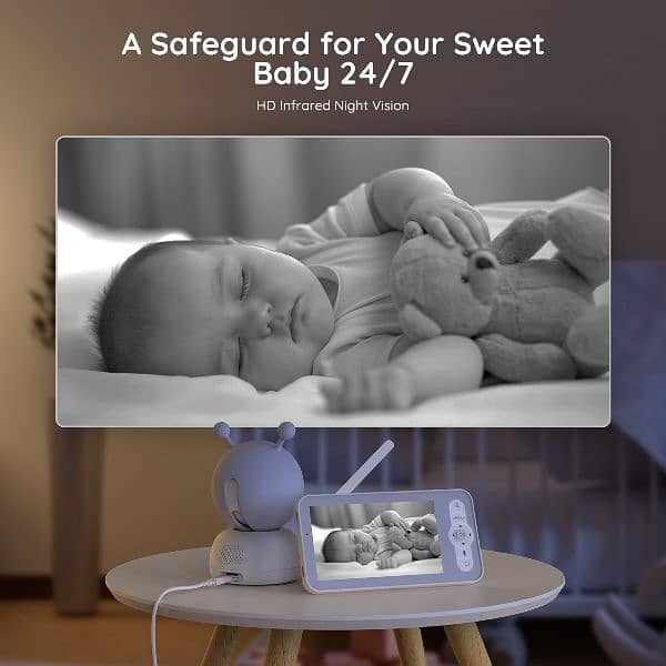 smart Video Baby Monitor with wifi Camera, 5” 1080P HDScreen, 3000mAh 7
