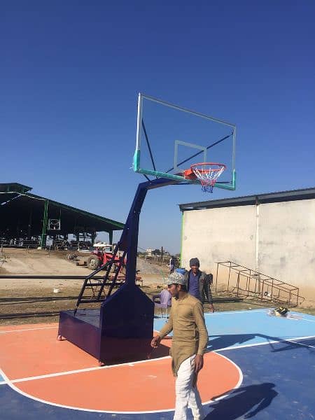 basketball movable pole and tempered glass board imported 0