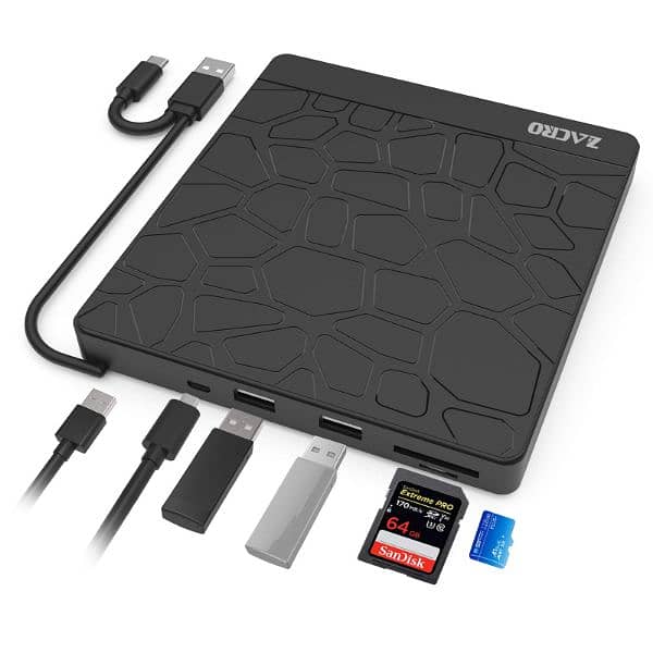 External DVD Drive,Type C usb3 with SD TF Card Reader & USB-Stick Port 1