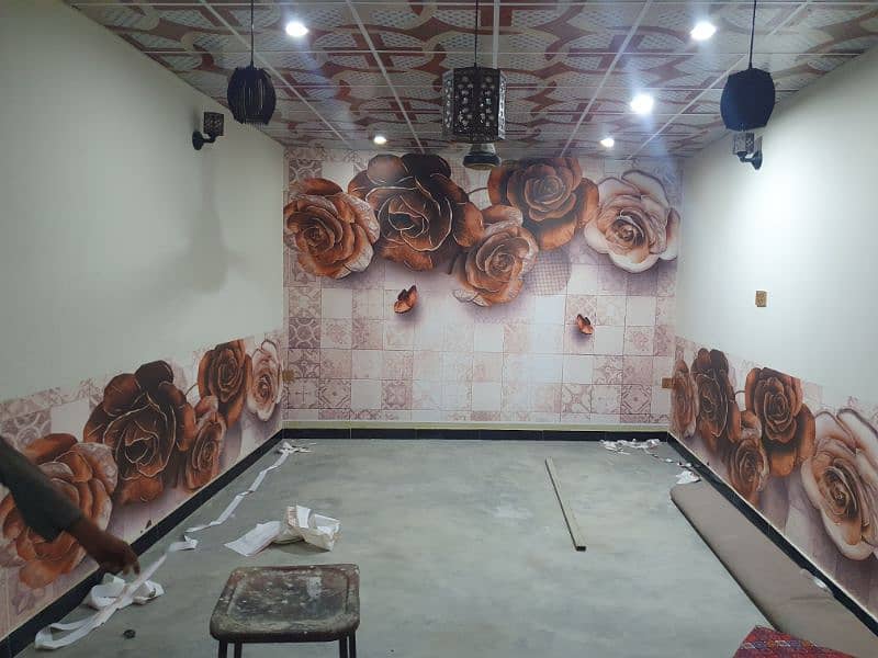 3D wallpaper, Flax wallpaper, wall art work, Signboard 2