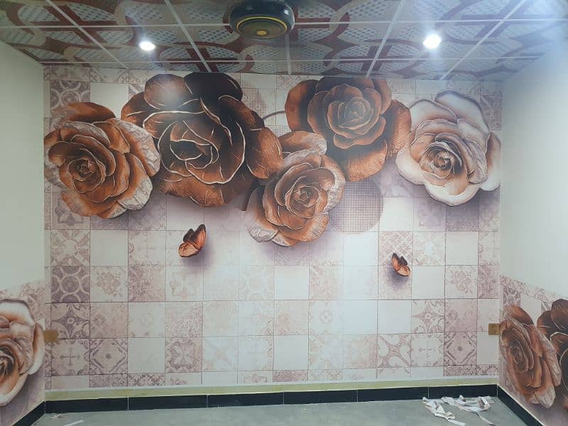 3D wallpaper, Flax wallpaper, wall art work, Signboard 3