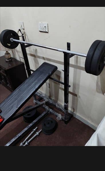 8 in 1 Multi Bench Press 52kg Weight Plates Dumbells Multi Station 14