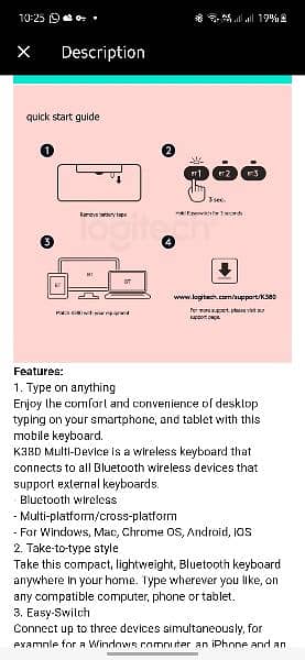 Logitech K380 multi-device Bluetooth wireless
keyboard iPad
mobile 7