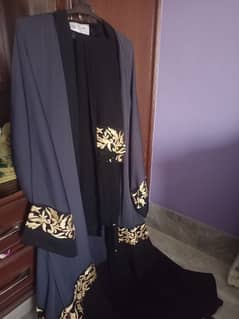 purple embroided abaya with stoler