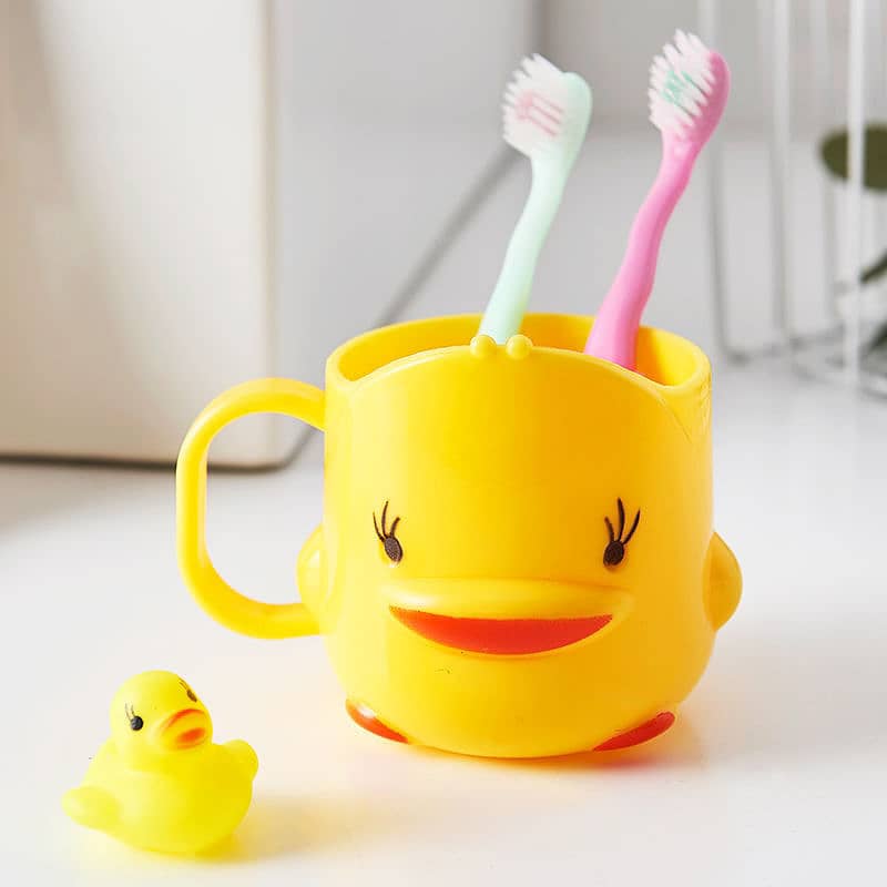 Kids Children Little Yellow Duck Mouthwash Cup Toothbrush Holder Water 1