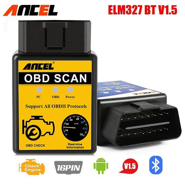 ANCEL V1.5 ELM327 OBD2 Scanner Bluetooth Car Diagnostic 03020062817 2
