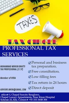 Tax Filer, NTN,Sales Tax, Income Tax Return, Tax Consultant