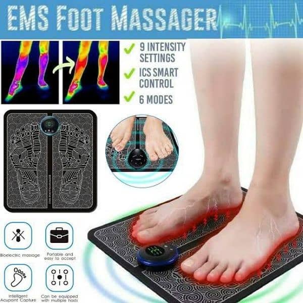 EMS Foot Massager Pad Portable Foldable Massage Mat Pulse Muscle  Stimulation Blo