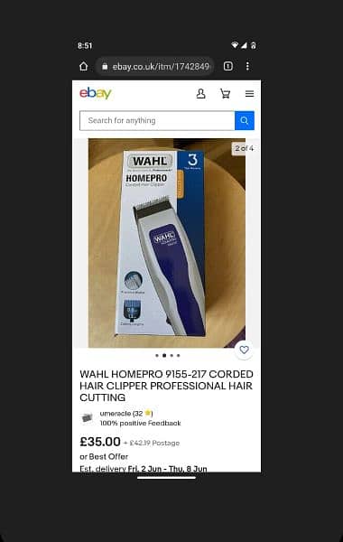 Hair Trimmer professional Brand Wahl 1