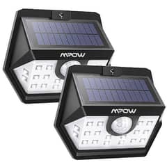 2pcs Mpow Solar Lights Security Lights with Motion Sensor Wide Angle