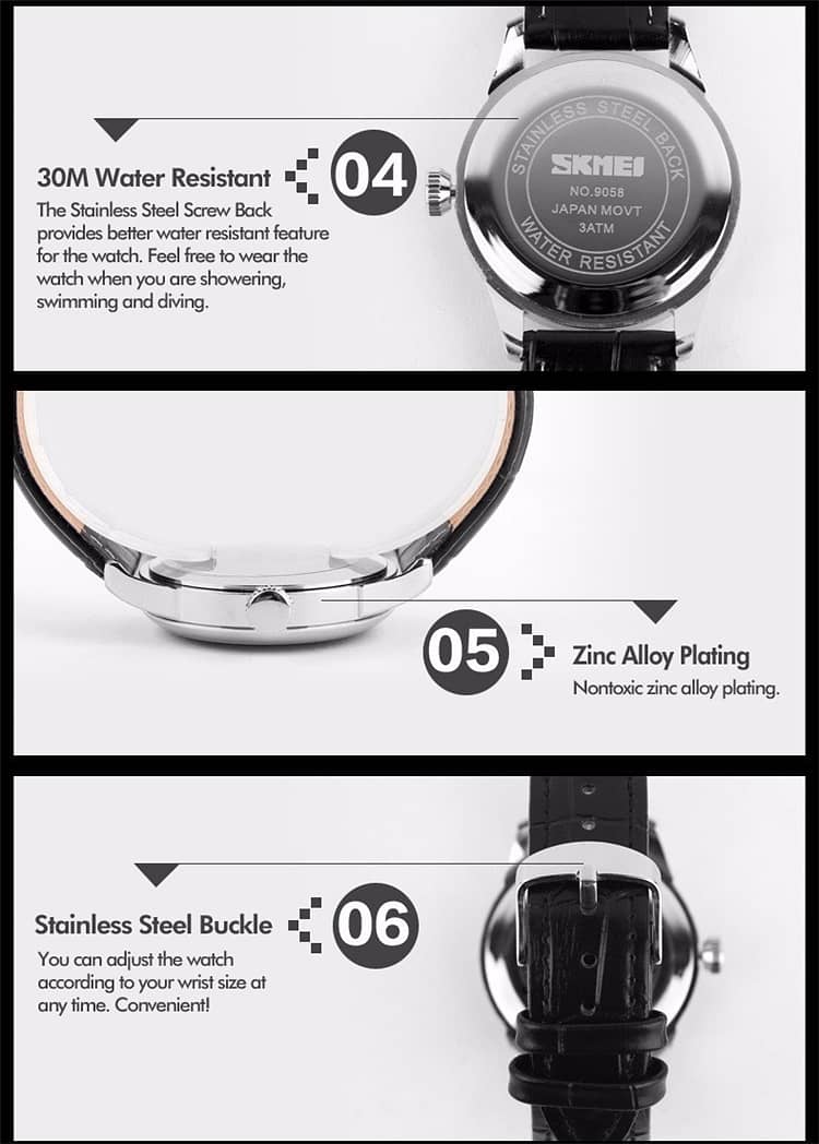 SKMEI Fashion Business Quartz Stainless Steel Casual Watch 3