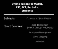 Online Tution fo Matric/Fsc & Undergraduate Students