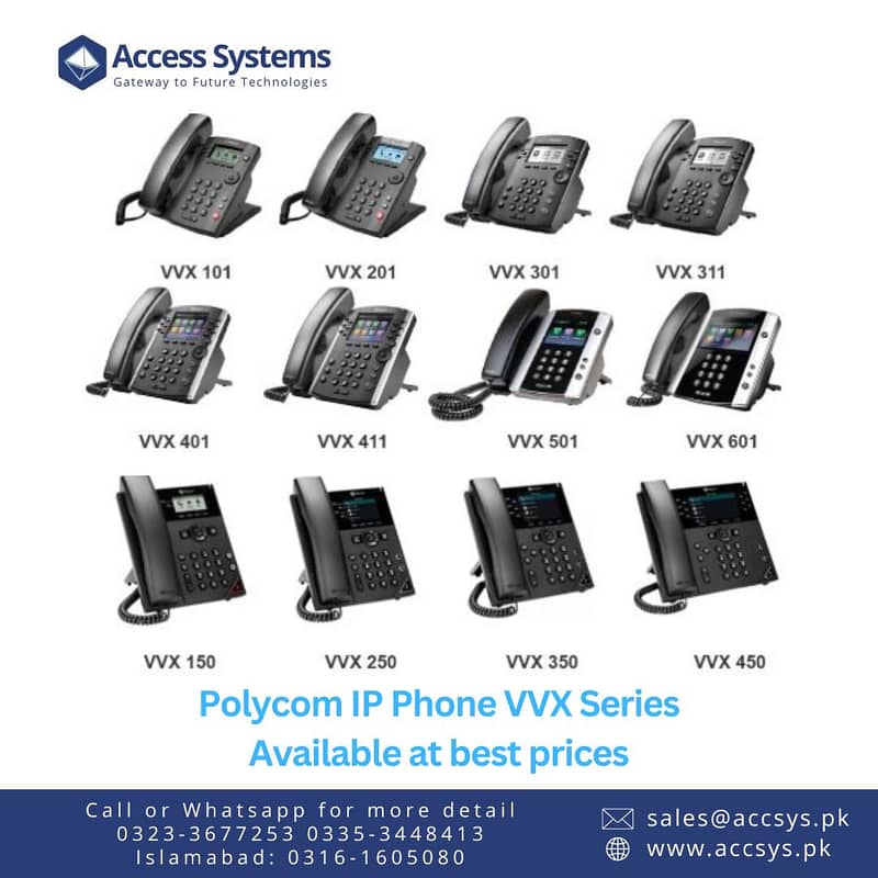 Cisco IP Phone 7940 |7965 |8841 |7821 Polycom VVX500 | VVX410 | VVX310 3