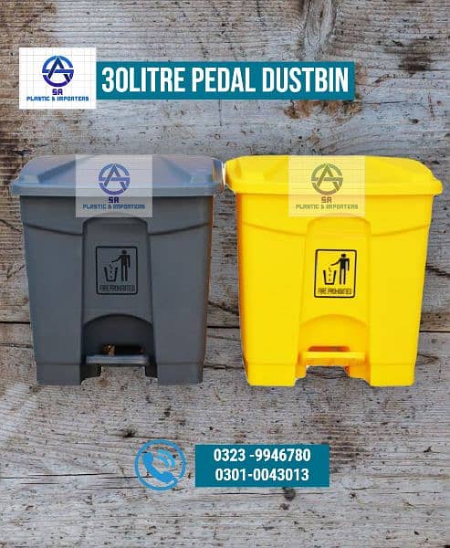 Pure Plastic Dustbins with Pedal and Wheels, Waste Bins, Trash Bins 0