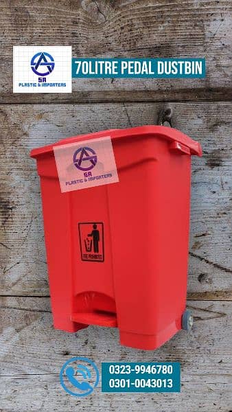 Pure Plastic Dustbins with Pedal and Wheels, Waste Bins, Trash Bins 2