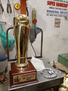 brass cricket trophy