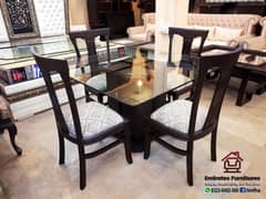 Wooden 4 Chairs Dining Set Gloss Top