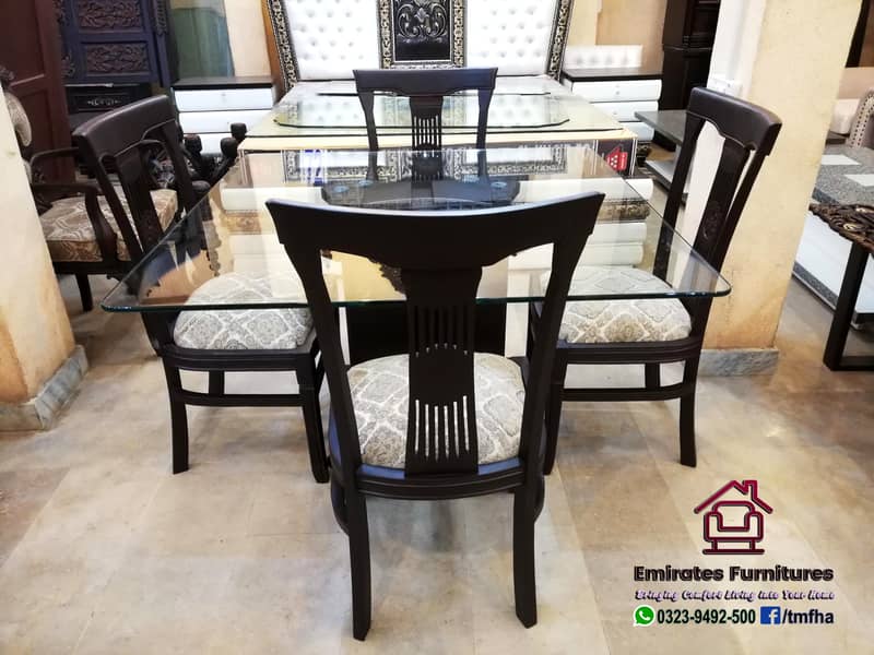 Wooden 4 Chairs Dining Set Gloss Top 1